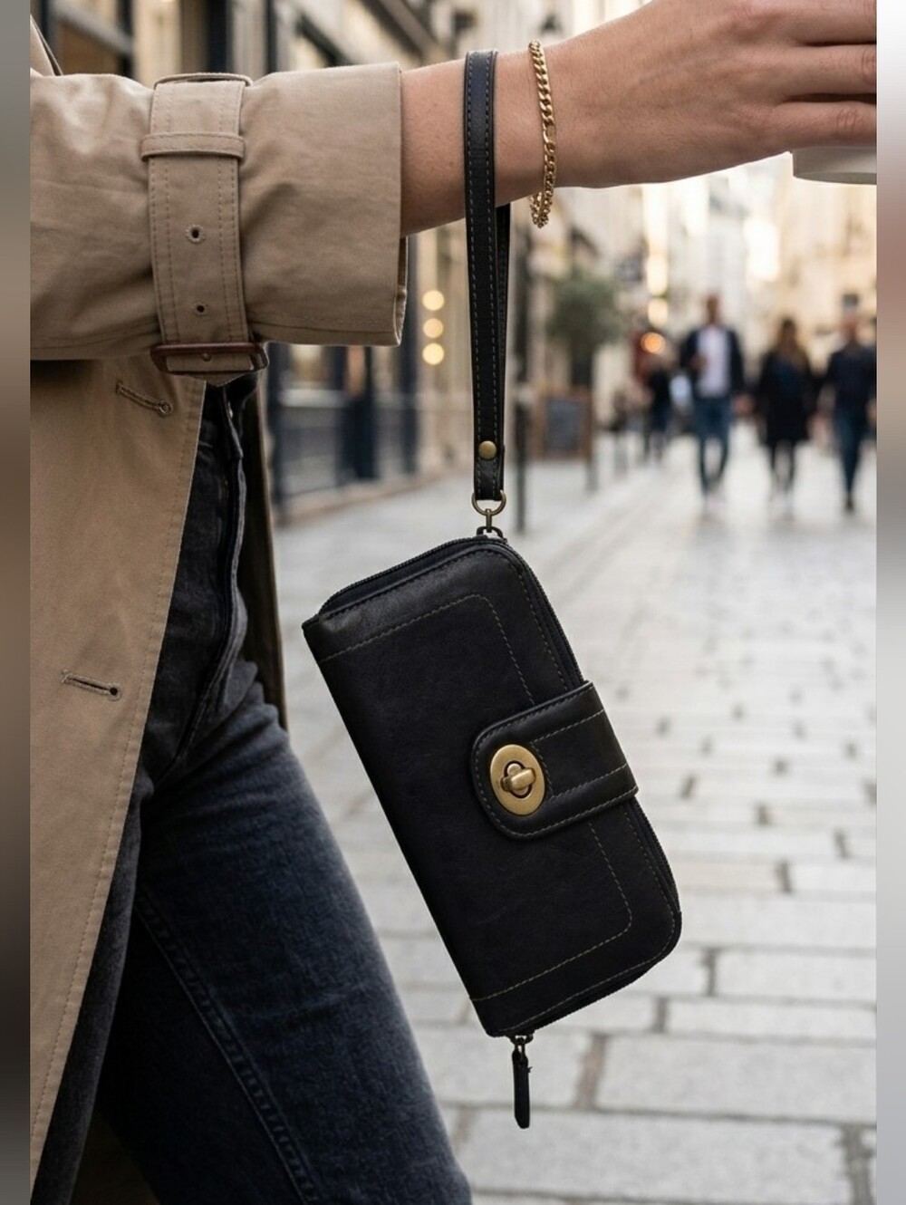 Black Wallet Long Zip Around